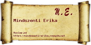 Mindszenti Erika névjegykártya